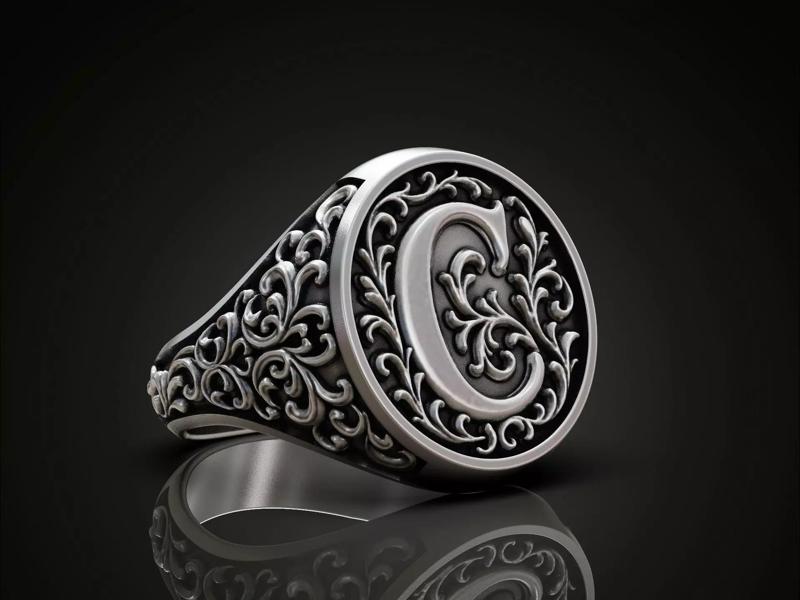 Monogram C Signet Ring  Vintage Ornament