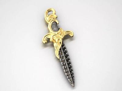 David Yurman Knife Pendant with round Stones