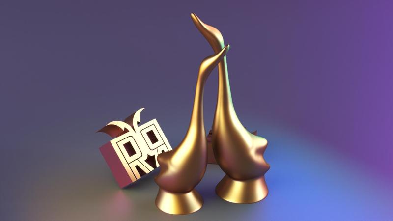 statue swans in love