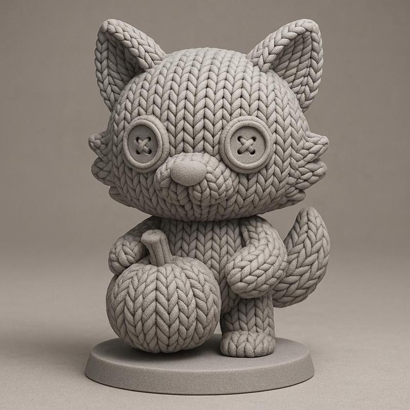 Halloween : Knitted wolf with pumpkin