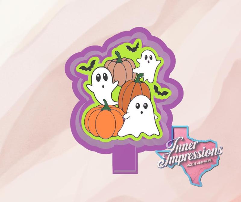 Ghost and Pumpkins Freshie Mold
