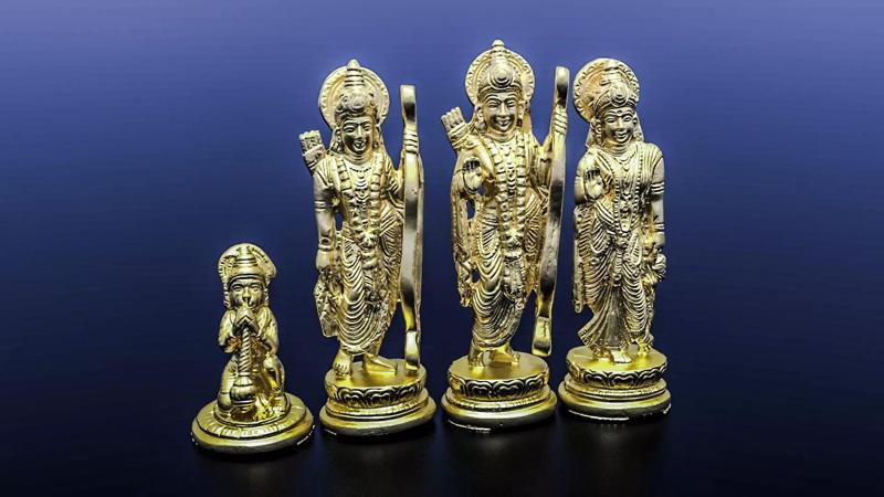 Ramdarbar four gold statues of hindu gods