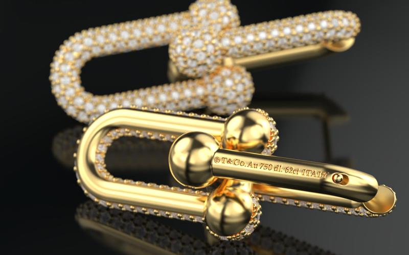 Tiffany Earring Large Link HardWear - all diamond