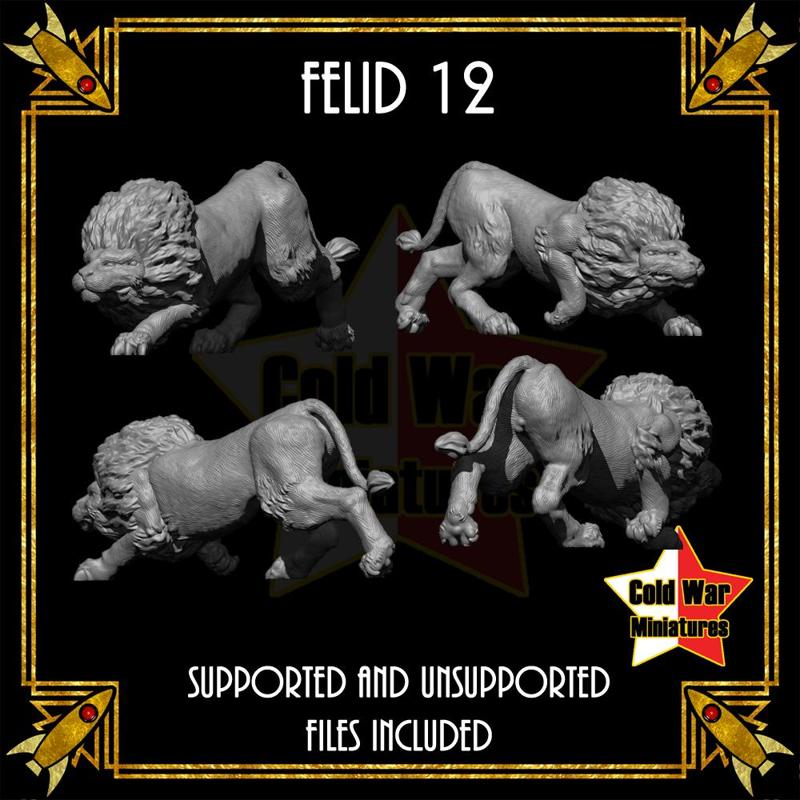 Felid 12 Large 4 eyed Lion Prowling