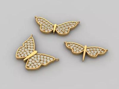 3d print gold butterfly pendant