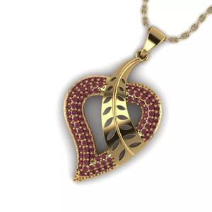 3d-model pendant heart with ruby stones