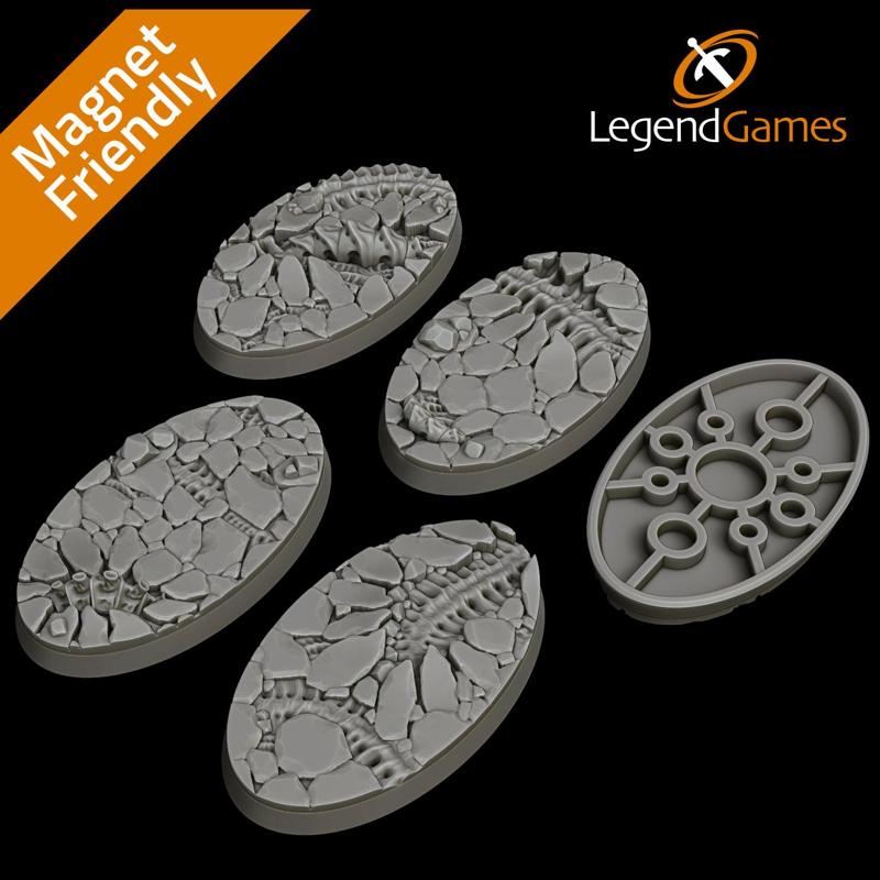 60mmx35mm Tyranid Cavalry figure bases - Oval x5  - LegendGames