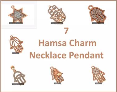 7 Hamsa Charm Necklace Pendant  3D Model Collection