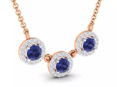 3 stone women gemstone pendant 3dm stl jcd render details