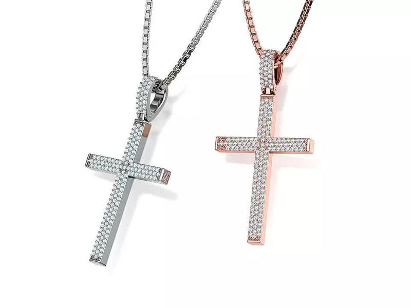 33mm Iced Diamond Cross Hip Hop Pendant Cross Necklace