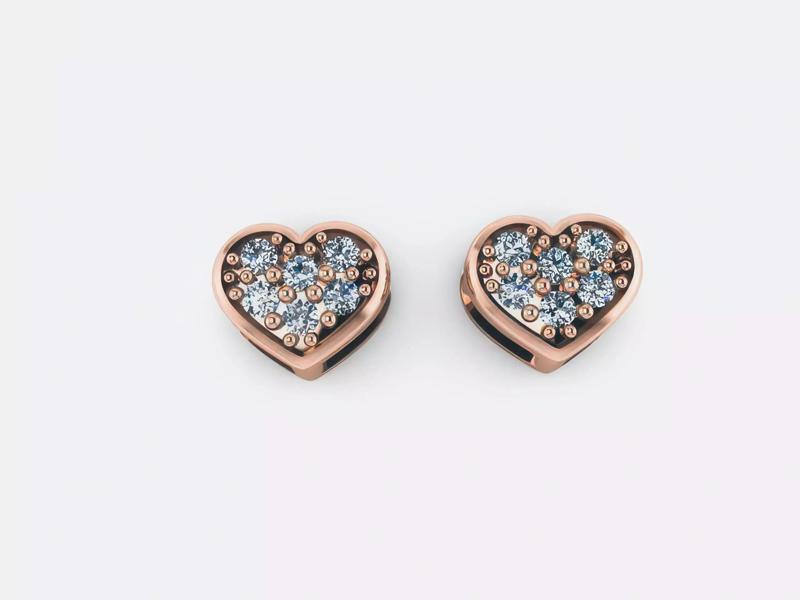 Heart Love Valentine Women Diamond Studs 3dm render detail