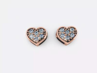 Heart Love Valentine Women Diamond Studs 3dm render detail