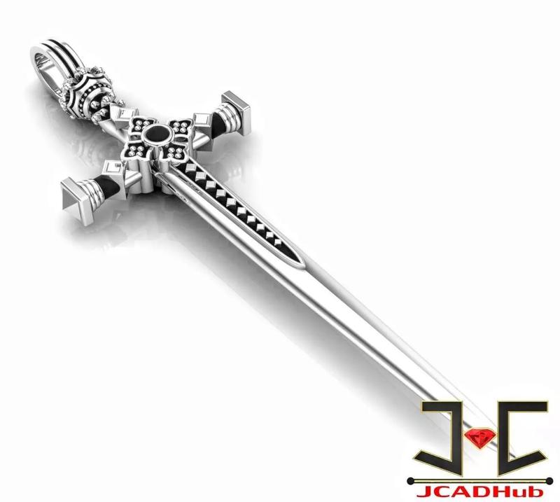 0180 - Stylish Antique Sword Pendant Without Diamond