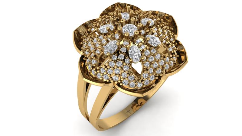 filigree Flower Dimond Ring 3d Printable Model