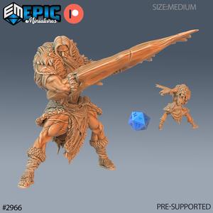 Caveman Barbarian Attack ‧ DnD Miniature ‧ Tabletop Miniatures ‧ Gaming Monster ‧ 3D Model ‧ RPG ‧ DnDminis ‧ STL FILE