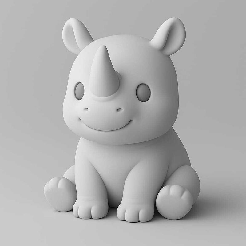 Cute Cartoon Rhino – 3D Printable Animal Figurine STL