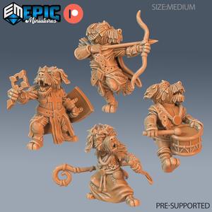 Dog Folk Tribe Set A ‧ DnD Miniature ‧ Tabletop Miniatures ‧ Gaming Monster ‧ 3D Model ‧ RPG ‧ DnDminis ‧ STL FILE