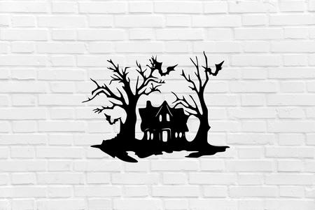 Halloween mansion tree wall decoration