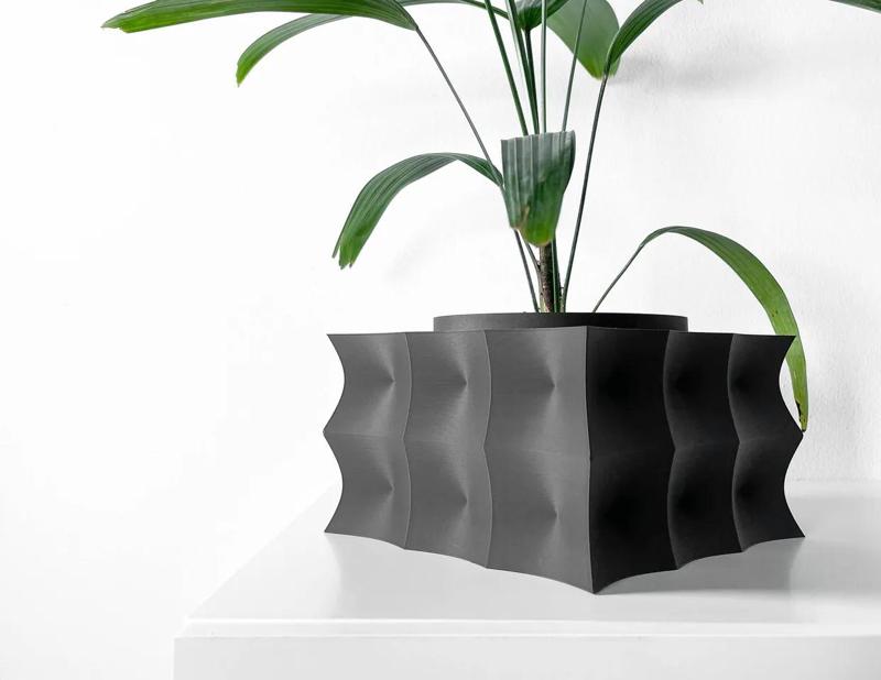 The Averth Planter Pot with Drainage: Tray & Stand Included | Modern and Unique Home Decor for Plants and Succulents | STL File   