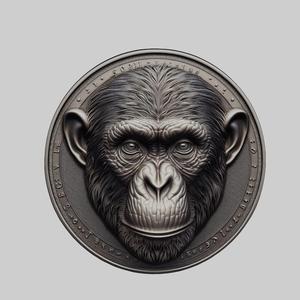 Chimpanzee Animal Head Chimpanzee Animal Medallion for CNC Router Laser & 3D Printer