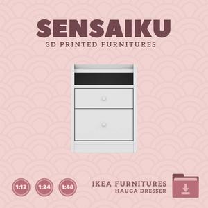 Miniature Replica HAUGA 2 Drawer Dresser for Miniature Dollhouse - IKEA (1:12,24,48) - 3D Print Instant Download