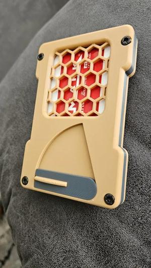 Card Wallet Top honeycomb window and Bottom Door half moon divot variation   