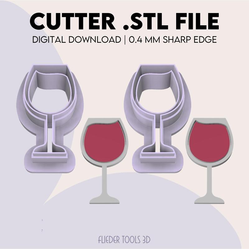 Wine Glass Polymer Clay Cutter | Digital STL File