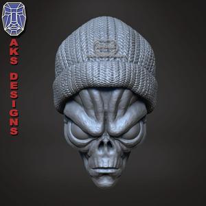 Alien with cap v1 Bas relief wall decoration