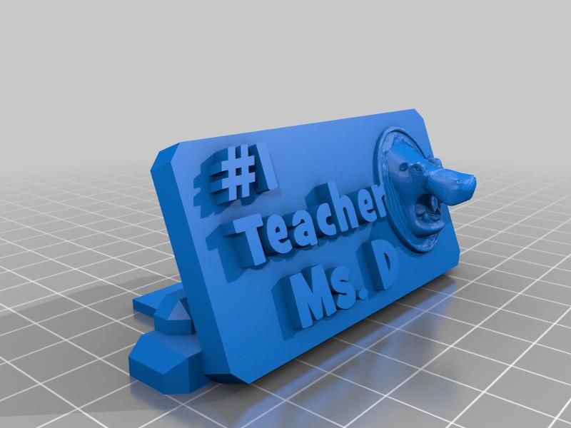 Number One Teacher Hippo Plaque