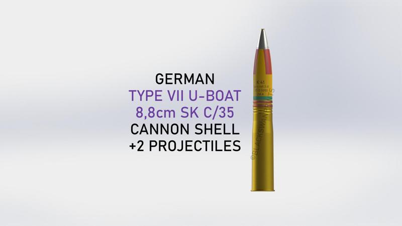 WW2 8.8cm SK C/35 Type VII U-boat Cannon Shells