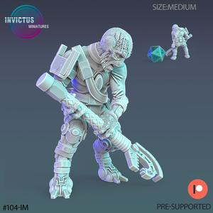Alien Worker Mechanic ‧ Sci-Fi Miniature ‧ Wargame Miniatures ‧ Tabletop 3D Model ‧ RPG Miniature ‧ Cyberpunk Construct ‧ Steampunk War Machine ‧ STL FILE