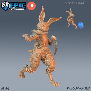 Rabbit Folk Warrior Fighting ‧ DnD Miniature ‧ Tabletop Miniatures ‧ Gaming Monster ‧ 3D Model ‧ RPG ‧ DnDminis ‧ STL FILE