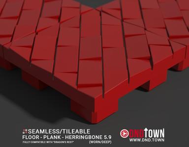 3D Modular Dungeon Tile: Floor - Plank - Herringbone 5.9 (WORN/DEEP) - DnD Town Minis (www.dnd.town)