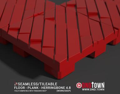 3D Modular Dungeon Tile: Floor - Plank - Herringbone 4.8 (WORN/DEEP) - DnD Town Minis (www.dnd.town)