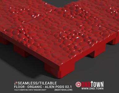 3D Modular Dungeon Tile: Floor - Organic - Alien Pods 2.1 (NEAT/SHALLOW) - DnD Town Minis (www.dnd.town)