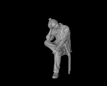1/64 3D digital model of a lady sitting and thinking