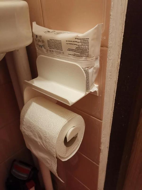 Holder for toilet paper, wipes and a smartphone - easy to print