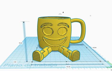yellow smiley emoji matte mug with Flexys feet