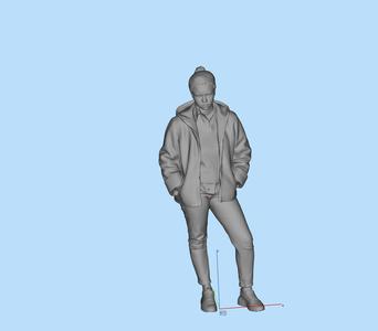 Miniature figure model female hands inserted into clothes