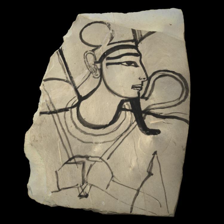 Painted fragment (ostracon) of Osiris