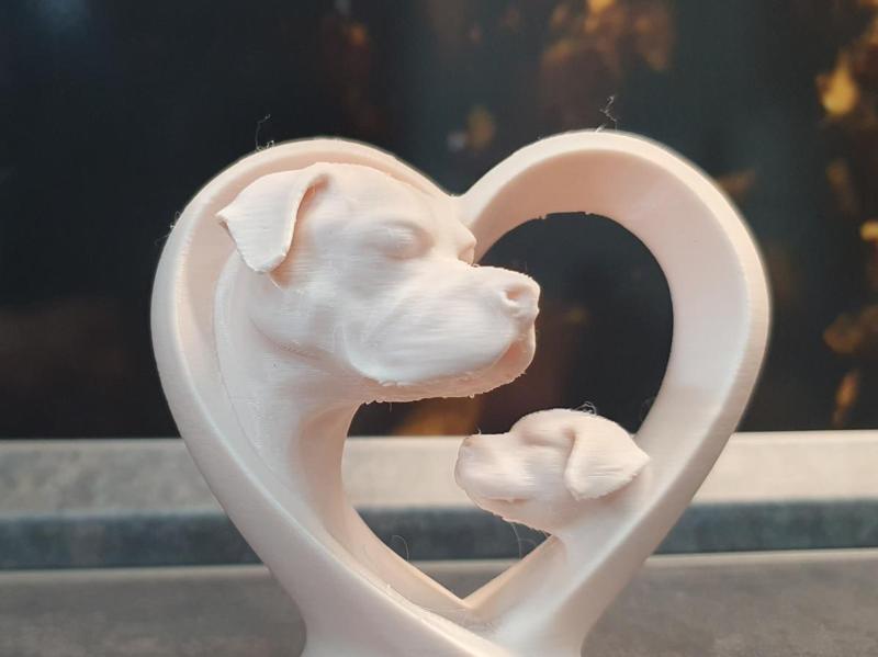 Cane Corso Dog Sculpture Mother with Puppy Heart Shape