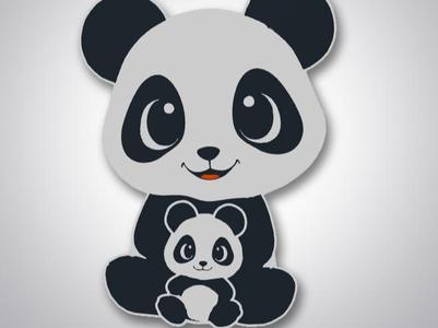 Panda with baby - Giant 2D art object
