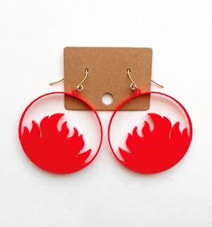 3D Printed Minimalist Fire Flame Earrings | Trendy, Lightweight, Cute, Dangle, Hypoallergenic Jewelry | Women's Accessories