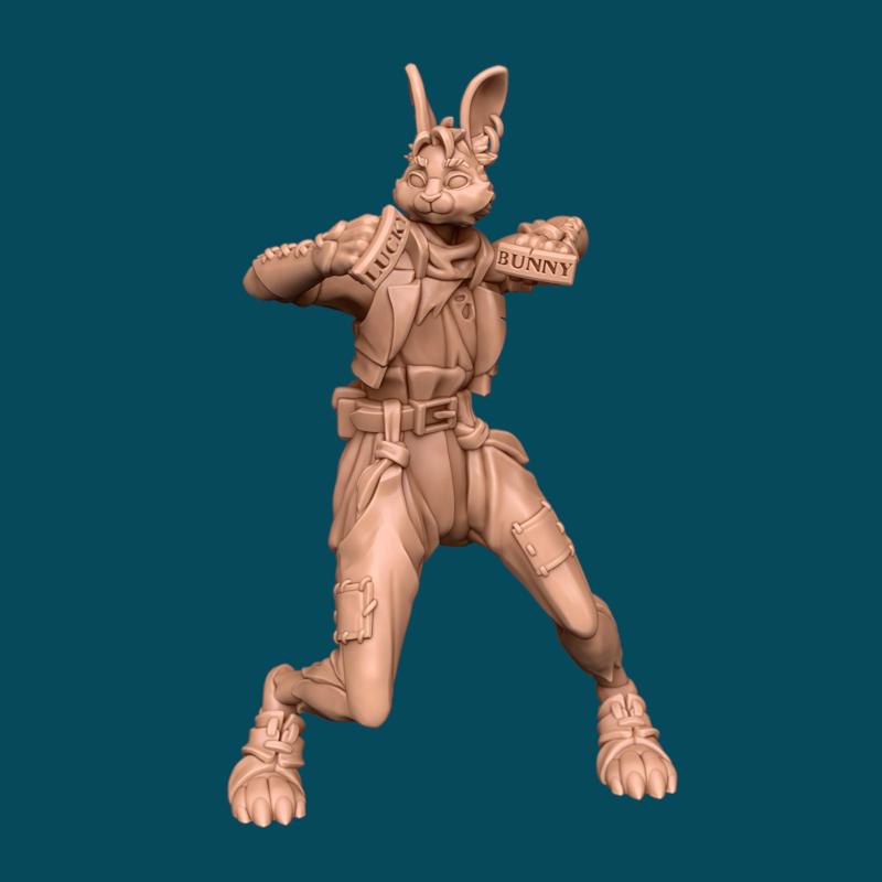 Lucky, a bunny monk - dnd miniature [presupported]
