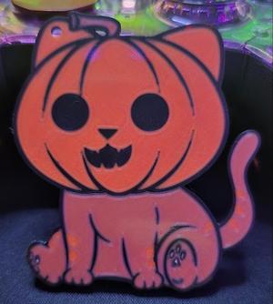 Halloween Pumpkin Cat Head Keyring
