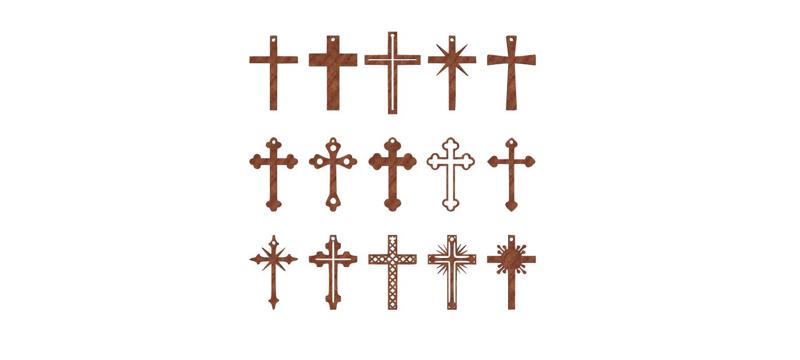 SET OF 15 RELIGIOUS KEYCHAINS IN THE SHAPE OF CROSSES