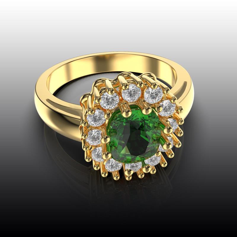 Printable STL jewelry engagement ring gem cushion 2ct