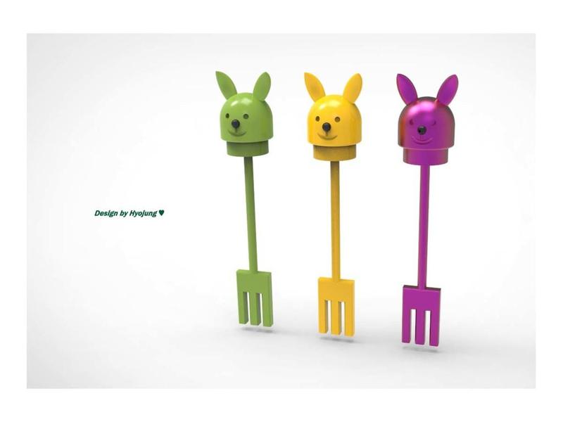 a rabbit-shaped portable fork and a pencil case