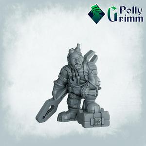 Sci-fi tabletop miniature. Galaxy Dwarves set. Chief engineer