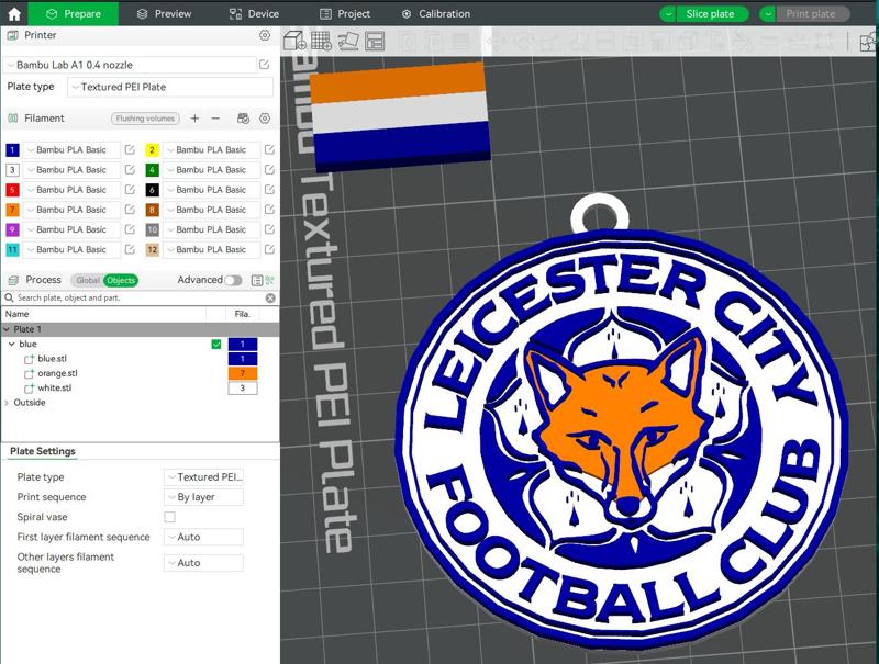 Premier League Leicester City keychan badge printable and renderable